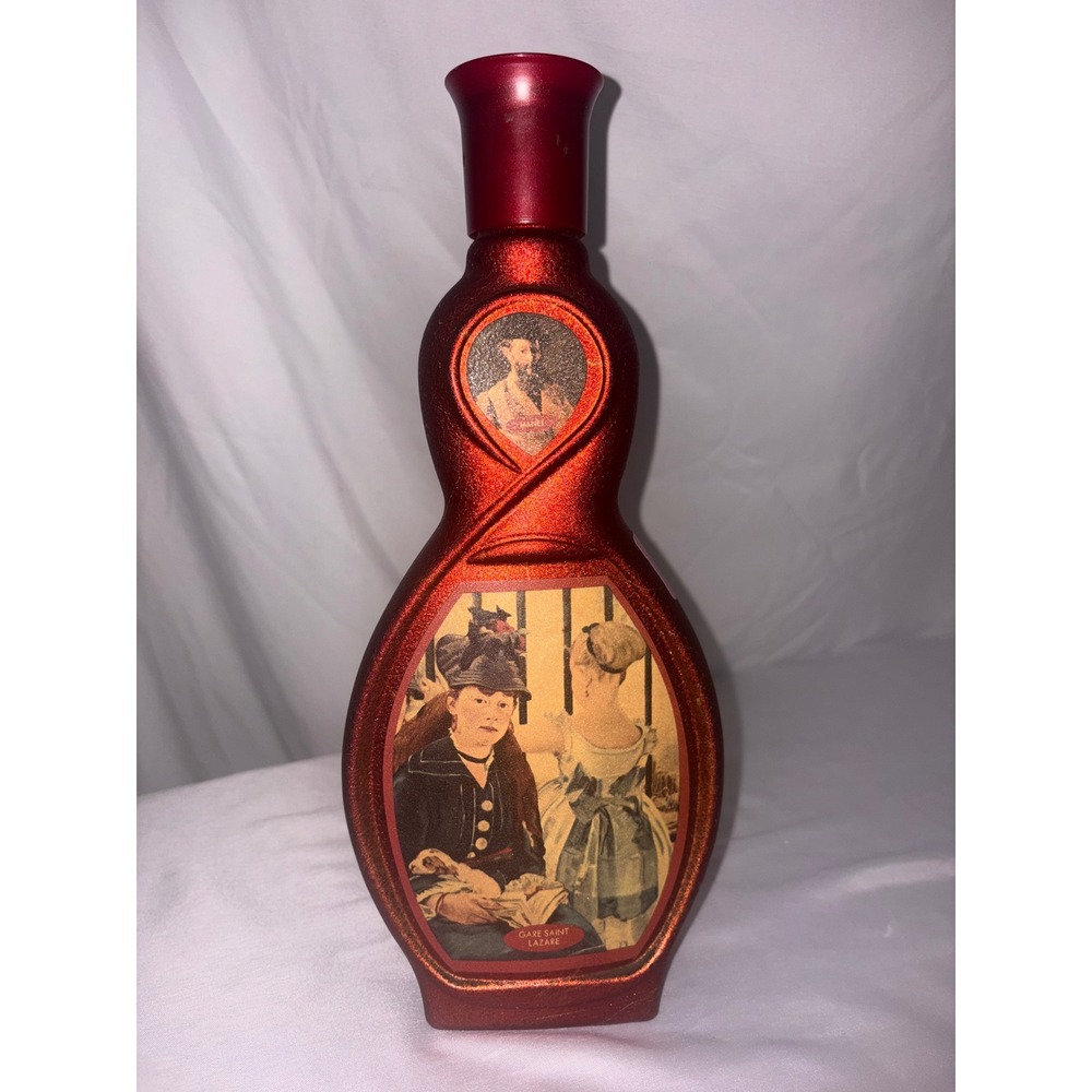 Vintage Red Metallic Art Glass Bottle Manet Gare Saint-Lazare Decor 12.5 Inch